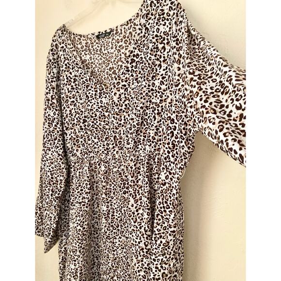 Shein Curve Women's Dress Size 5XL Brown Leopard Print Mini NWOT - Picture 3 of 6